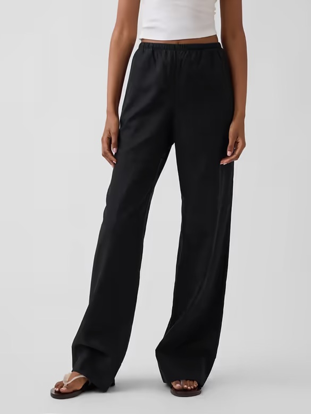 Black gap drawstring linen blend pants